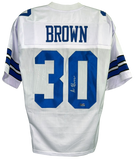 DALLAS COWBOYS ANTHONY BROWN SIGNED AUTOGRAPHED #30 WHITE JERSEY COA