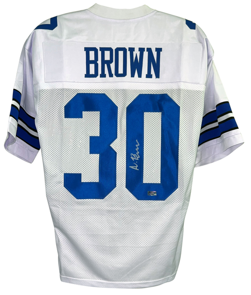 DALLAS COWBOYS ANTHONY BROWN SIGNED AUTOGRAPHED #30 WHITE JERSEY COA