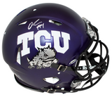 QUENTIN JOHNSTON SIGNED TCU HORNED FROGS PURPLE AUTHENTIC SPEED HELMET BECKETT