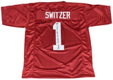 BARRY SWITZER AUTOGRAPHED OKLAHOMA SOONERS #1 JERSEY W/ 3X NATL CHAMPS