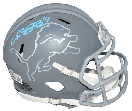 AMON-RA ST BROWN SIGNED DETROIT LIONS 2024 BLUE AUTHENTIC SPEEDFLEX HELMET BAS