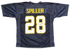 ISAIAH SPILLER SIGNED LOS ANGELES CHARGERS #28 NAVY JERSEY BECKETT
