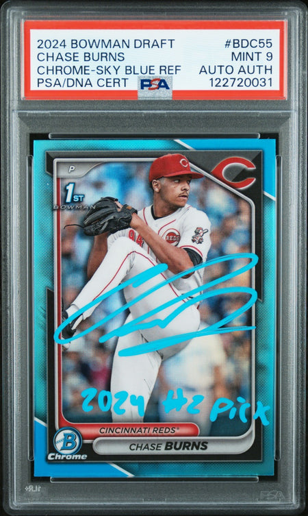CHASE BURNS SIGNED 2024 BOWMAN DRAFT 1ST ROOKIE RC PSA AUTO AUTHENTIC