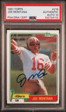 JOE MONTANA AUTOGRAPHED 1981 TOPPS ROOKIE CARD RC #216 PSA AUTO 10