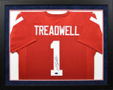 LAQUON TREADWELL AUTOGRAPHED OLE MISS REBELS #1 RED FRAMED JERSEY COA
