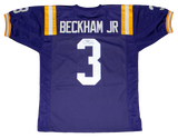 ODELL BECKHAM JR SIGNED AUTOGRAPHED LSU TIGERS #3 PURPLE JERSEY JSA