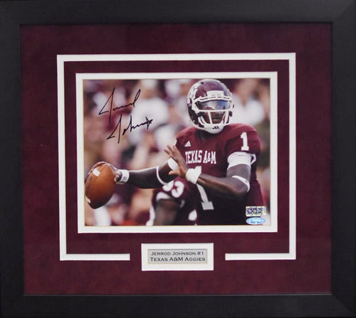 JERROD JOHNSON AUTOGRAPHED TEXAS A&M AGGIES 8x10 FRAMED PHOTO TRISTAR
