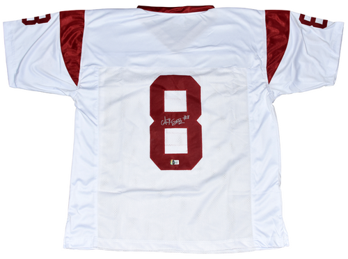 AMON-RA ST BROWN SIGNED AUTOGRAPHED USC TROJANS #8 WHITE JERSEY BECKETT