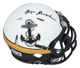 ROGER STAUBACH SIGNED NAVAL NAVY MIDSHIPMEN WHITE SPEED MINI HELMET BECKETT