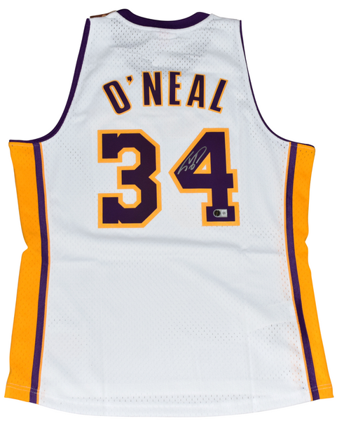 SHAQUILLE O'NEAL SIGNED LOS ANGELES LAKERS WHITE MITCHELL & NESS JERSEY BECKETT