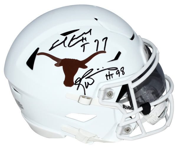 EARL CAMPBELL & RICKY WILLIAMS SIGNED TEXAS LONGHORNS SPEEDFLEX MIDI HELMET BAS