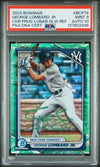 GEORGE LOMBARD JR SIGNED 2024 BOWMAN CHROME LUNAR GLOW REFRACTOR PSA 9 AUTO 10