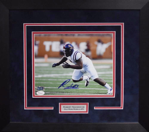 ROBERT NKEMDICHE AUTOGRAPHED OLE MISS REBELS 8x10 FRAMED PHOTO COA