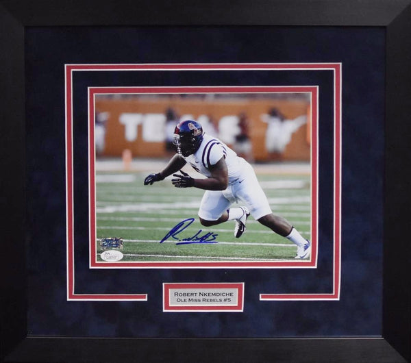 ROBERT NKEMDICHE AUTOGRAPHED OLE MISS REBELS 8x10 FRAMED PHOTO COA
