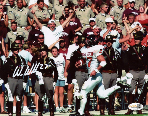WES WELKER AUTOGRAPHED TEXAS TECH RED RAIDERS VS A&M 8x10 PHOTO JSA