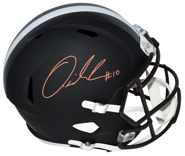 QUINSHON JUDKINS SIGNED CLEVELAND BROWNS FLAT BLACK FULL SIZE SPEED HELMET BAS
