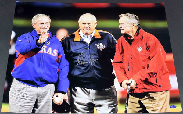 NOLAN RYAN SIGNED HOUSTON ASTROS TEXAS RANGERS PRESIDENT BUSH 16x20 PHOTO