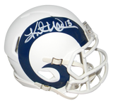 KURT WARNER AUTOGRAPHED SIGNED ST LOUIS RAMS FLAT WHITE SPEED MINI HELMET JSA