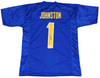 QUENTIN JOHNSTON AUTOGRAPHED SIGNED LOS ANGELES CHARGERS #1 BLUE JERSEY BECKETT