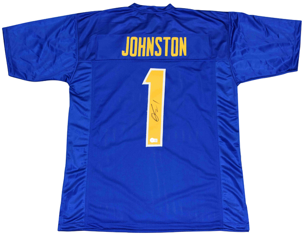 QUENTIN JOHNSTON AUTOGRAPHED SIGNED LOS ANGELES CHARGERS #1 BLUE JERSEY BECKETT