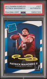 PATRICK MAHOMES SIGNED 2017 PANINI DONRUSS RATED ROOKIE #327 PSA AUTO - YELLOW