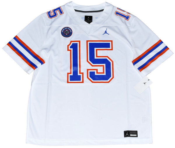 TIM TEBOW AUTOGRAPHED FLORIDA GATORS #15 WHITE JORDAN BRAND JERSEY W/ 07 HEISMAN