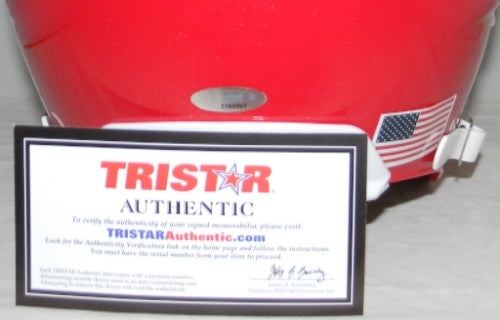 TYUS BOWSER SIGNED AUTOGRAPHED HOUSTON COUGARS RED FULL SIZE HELMET TRISTAR