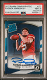 PATRICK MAHOMES SIGNED 2017 PANINI DONRUSS OPTIC RATED ROOKIE RC PSA 9 AUTO 10