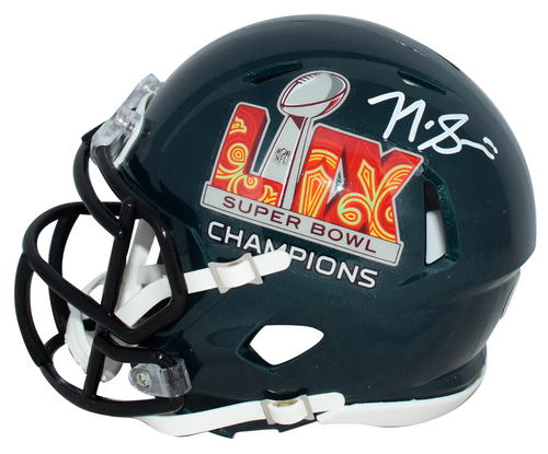 NICK SIRIANNI SIGNED PHILADELPHIA EAGLES SUPER BOWL LIX 59 MINI HELMET BECKETT