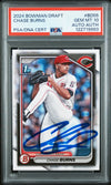 CHASE BURNS SIGNED 2024 BOWMAN DRAFT 1ST ROOKIE RC GEM MINT PSA 10