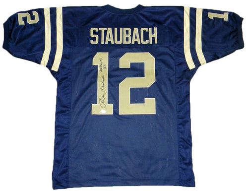 ROGER STAUBACH SIGNED AUTOGRAPHED NAVY MIDSHIPMEN #12 JERSEY JSA W/ HEISMAN 63