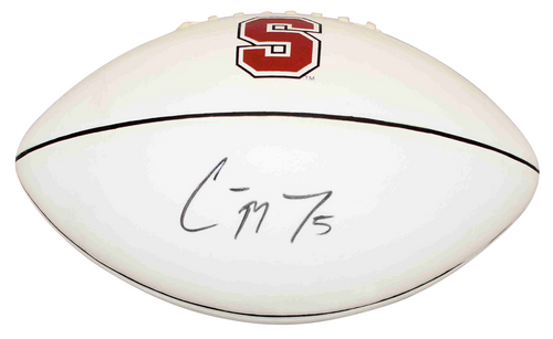 CHRISTIAN McCAFFREY SIGNED STANFORD CARDINAL NIKE WHITE LOGO FOOTBALL BECKETT
