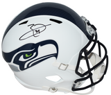 EARL THOMAS SIGNED SEATTLE SEAHAWKS FLAT WHITE FULL SIZE SPEED HELMET BECKETT