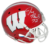 JOE THOMAS SIGNED AUTOGRAPHED WISCONSIN BADGERS RED FULL SIZE HELMET JSA