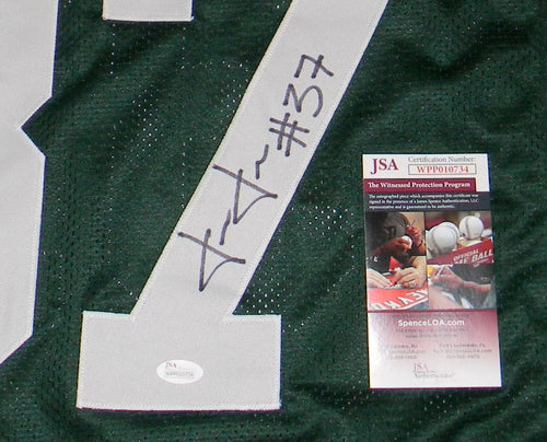 JOSH JACKSON AUTOGRAPHED GREEN BAY PACKERS #37 GREEN JERSEY JSA