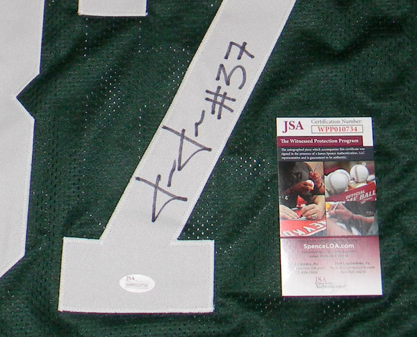 JOSH JACKSON AUTOGRAPHED GREEN BAY PACKERS #37 GREEN JERSEY JSA
