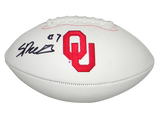 SPENCER RATTLER AUTOGRAPHED OKLAHOMA SOONERS WHITE LOGO FOOTBALL BECKETT
