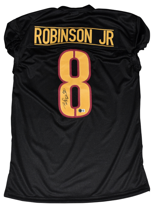 BRIAN ROBINSON JR SIGNED WASHINGTON COMMANDERS #8 BLACK GAME CUT JERSEY BECKETT