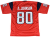 ANDRE JOHNSON SIGNED HOUSTON TEXANS #80 RED JERSEY JSA W/ HOF 2024