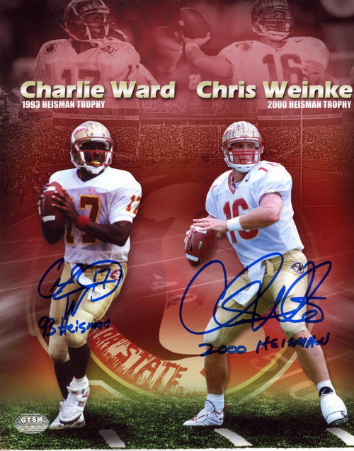CHARLIE WARD & CHRIS WEINKE SIGNED FLORIDA STATE SEMINOLES HEISMAN 8x10 PHOTO