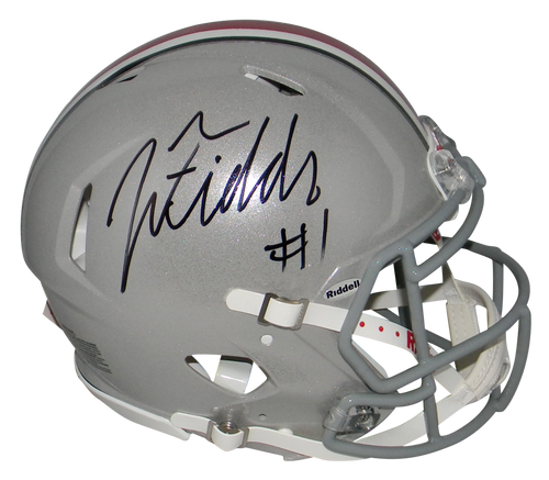 JUSTIN FIELDS SIGNED OHIO STATE BUCKEYES FULL SIZE SPEED AUTHENTIC HELMET BAS