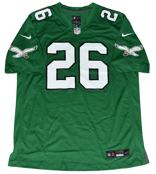SAQUON BARKLEY SIGNED PHILADELPHIA EAGLES #26 KELLY GREEN NIKE JERSEY BECKETT