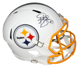 TROY POLAMALU SIGNED PITTSBURGH STEELERS WHITE FULL SIZE SPEED HELMET BECKETT