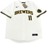JACKSON CHOURIO SIGNED MILWAUKEE BREWERS #11 NIKE LIMITED JERSEY MLB AUTH