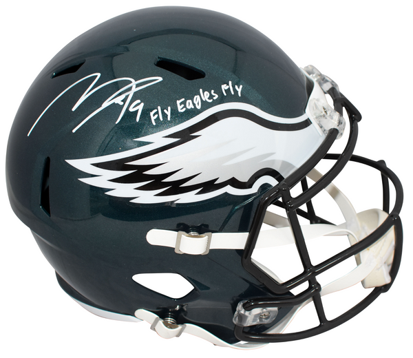 MAKAI LEMON SIGNED PHILADELPHIA EAGLES FULL SIZE SPEED HELMET W/ FLY EAGLES FLY