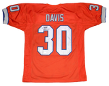 TERRELL DAVIS AUTOGRAPHED DENVER BRONCOS #30 ORANGE JERSEY JSA W/ SB XXXII MVP