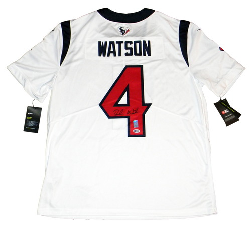 DESHAUN WATSON AUTOGRAPHED HOUSTON TEXANS #4 WHITE NIKE LIMITED JERSEY BECKETT