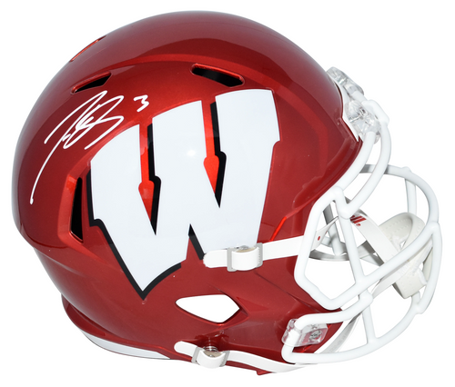 LEE EVANS AUTOGRAPHED WISCONSIN BADGERS FLASH FULL SIZE SPEED HELMET BECKETT