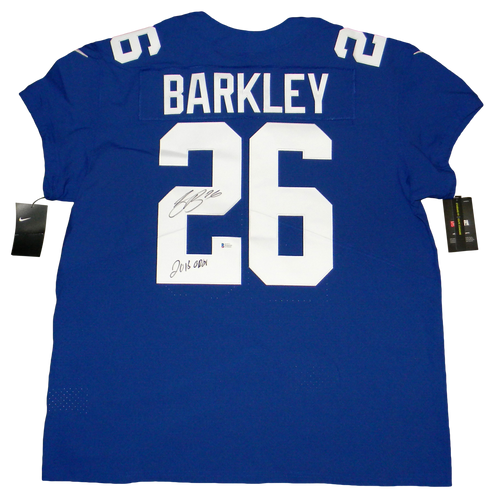 SAQUON BARKLEY SIGNED NEW YORK GIANTS NIKE ELITE AUTHENTIC JERSEY W/ 2018 OROY