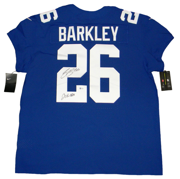 SAQUON BARKLEY SIGNED NEW YORK GIANTS NIKE ELITE AUTHENTIC JERSEY W/ 2018 OROY